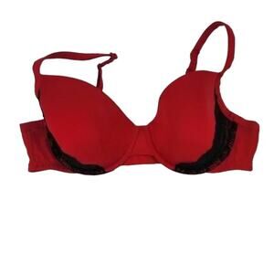 Cacique Intimates Red and Black Lace Detail Full Coverage Underwire Bra Size 40D